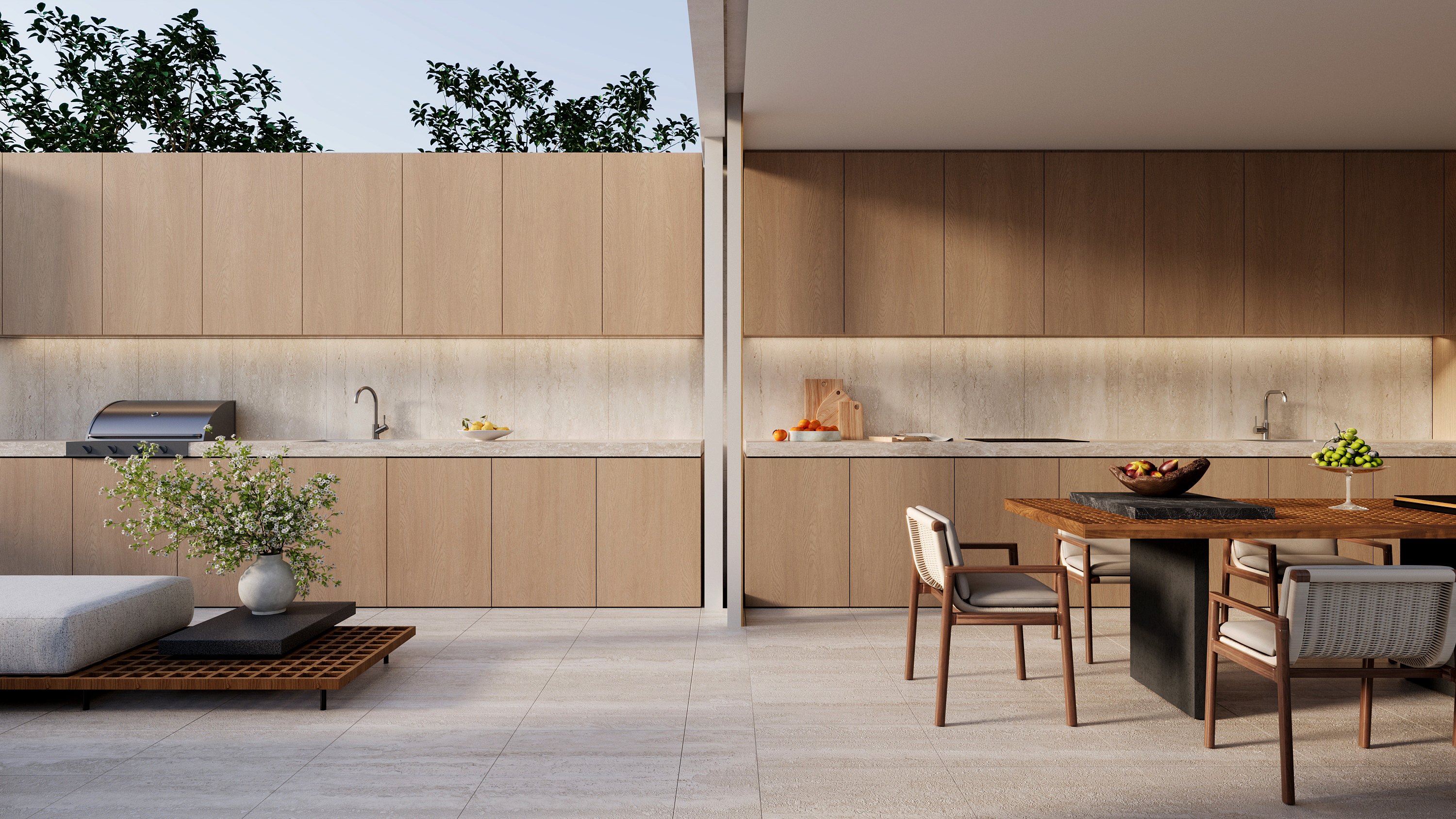 The First Floor Residence outdoor kitchen and dining terrace