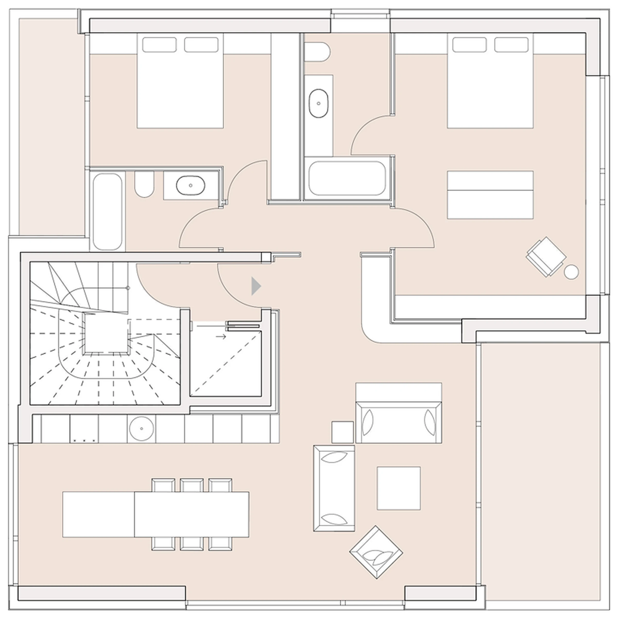 Penthouse Residence — Floor plan · 2 bedrooms, grand master suite