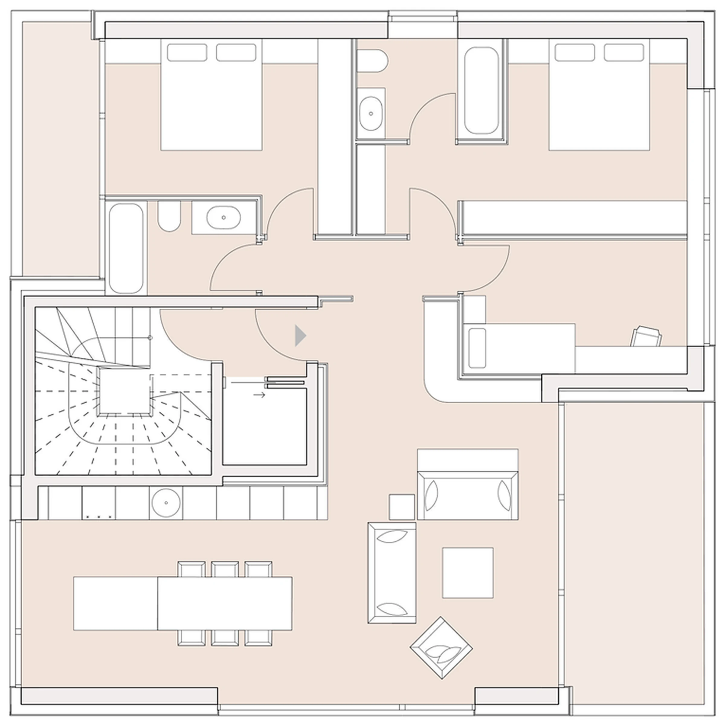 Penthouse Residence — Floor plan · 3 bedrooms